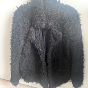 Black faux fur coat